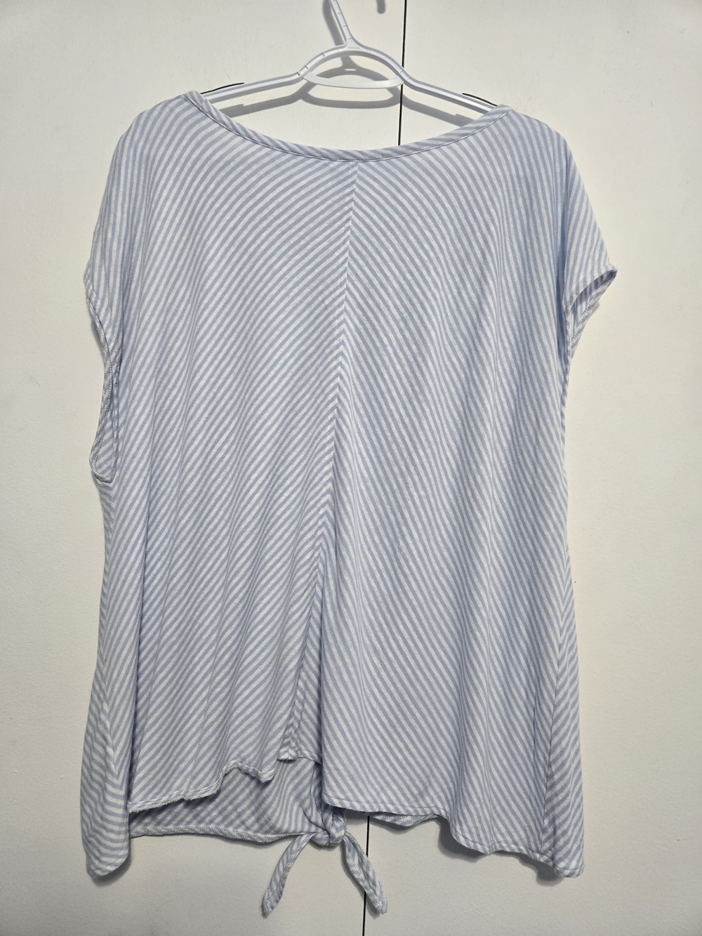 J. Jill 3X Blue White Stripe Tie Front Top Plus Size Short Sleeve - Picture 5 of 6